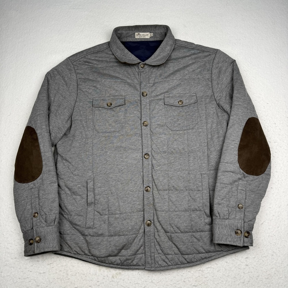 Peter Millar Jacket Mens XL Gray Mountainside Quilted Button Crown Soft Outdoor